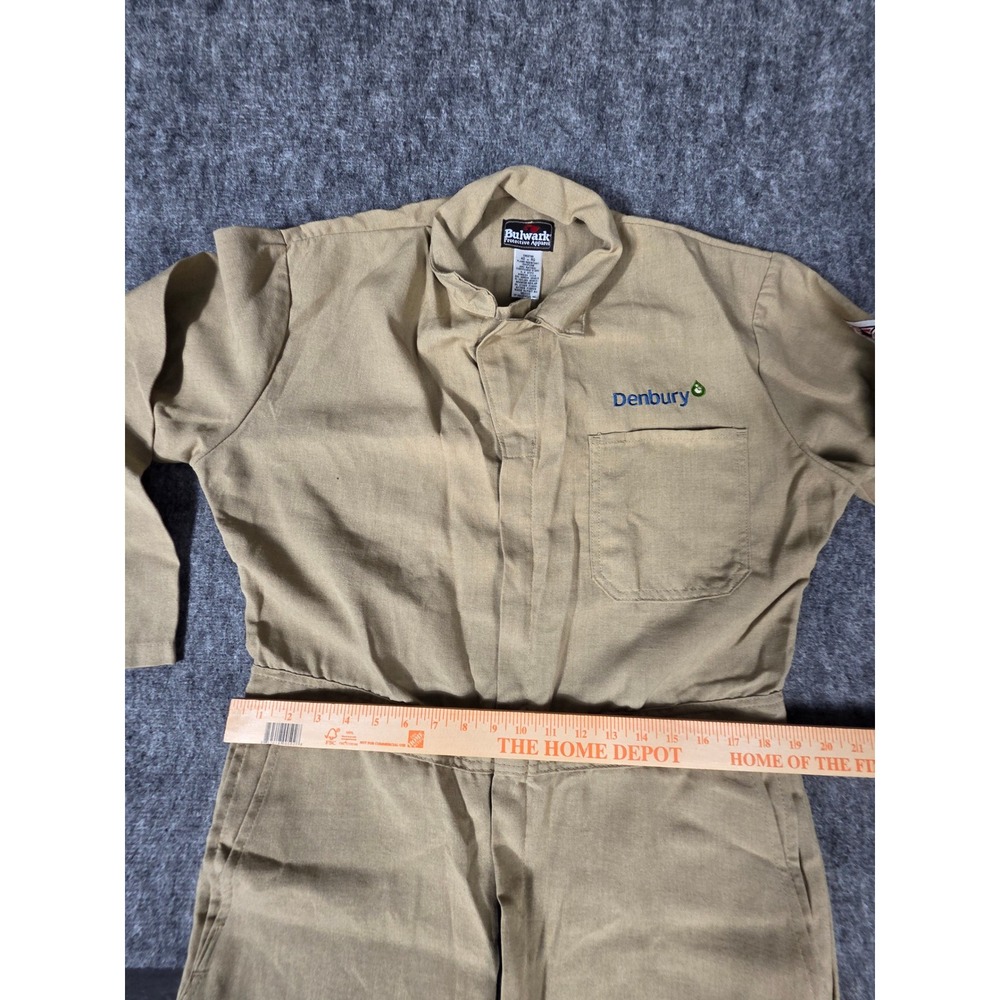Mens Coveralls 40 RG Khaki Tan Flame Resistant Nomex Arc Rating Bulwark FR - Picture 6 of 11